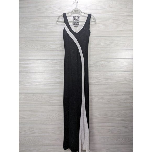 Vintage Black White Sparkle Cocktail Prom Dress - Picture 6 of 7